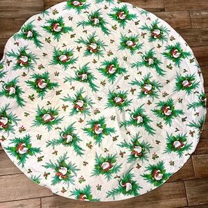 Vintage Country Goose Christmas Vinyl Waterproof Lined Round Tablecloth 56”